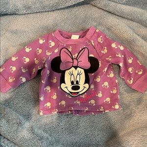 Disney Baby Minnie Mouse Purple Sweatshirt for Infants 0-3 months